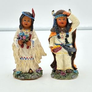 K Collections Vintage Set of 2 Native American Indian Children Boy & Girl